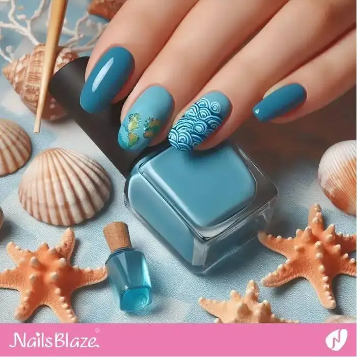 Seigaiha Ocean Wave Pattern Nails | Save the Ocean Nails - NB2824